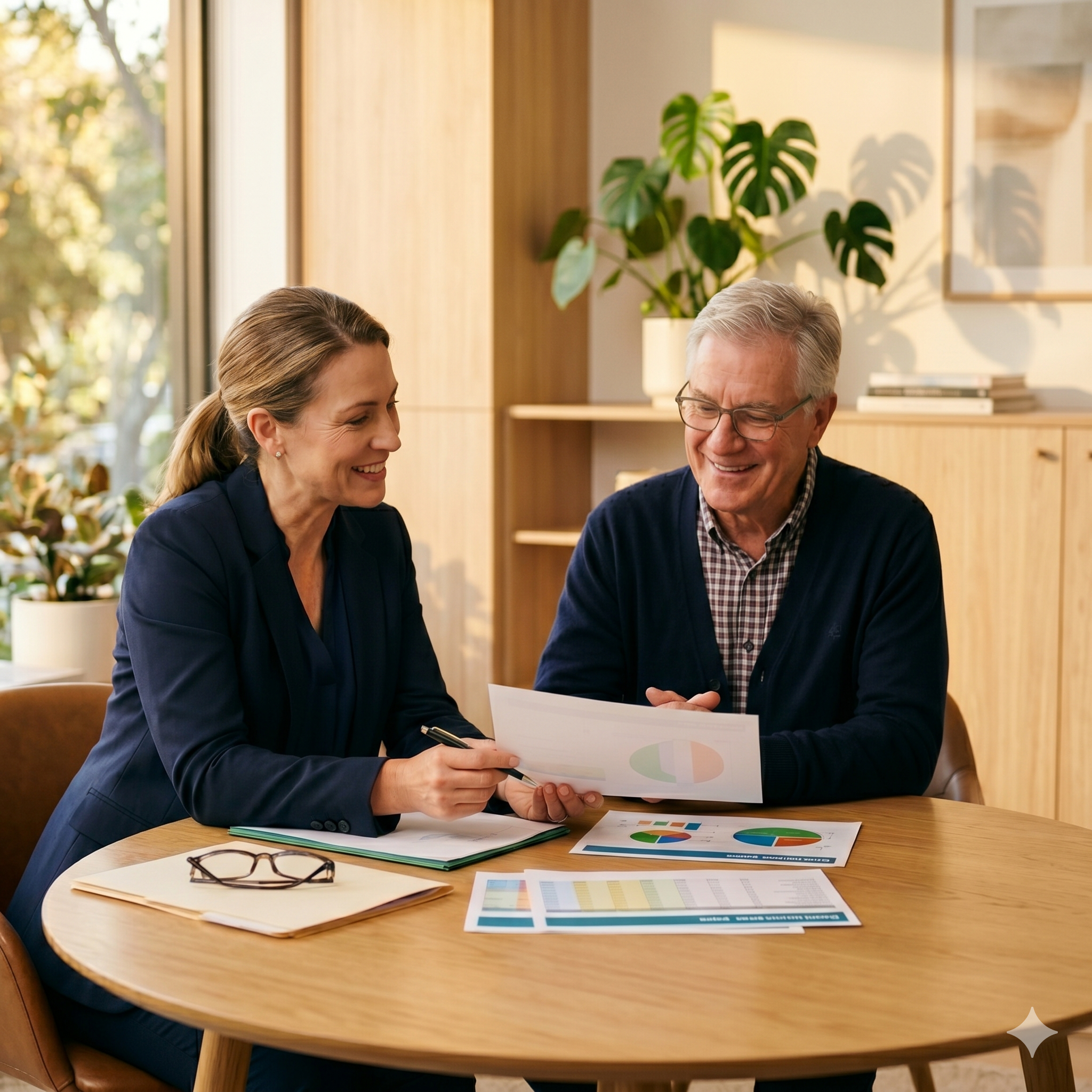 Financial advisor reviewing retirement plan with client